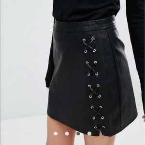 ASOS leather lace up mini skirt